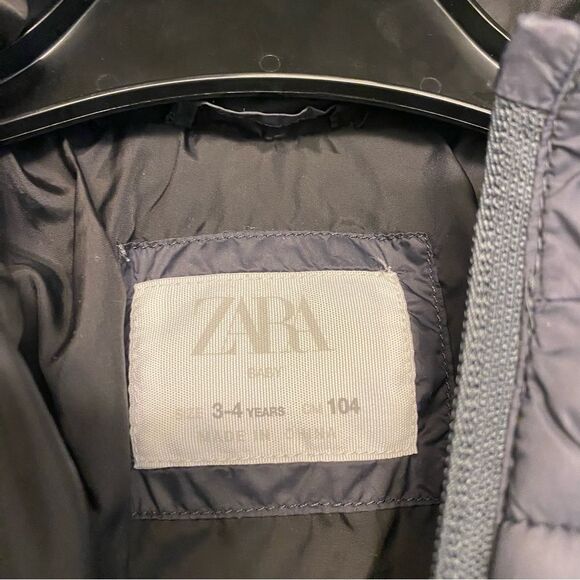 Zara Boys unisex hooded black puffer jacket kids 3-4 - Picture 5 of 7